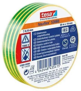 Izolačná páska Professional, zelená/žltá 19 mm x 20 m, TESA
